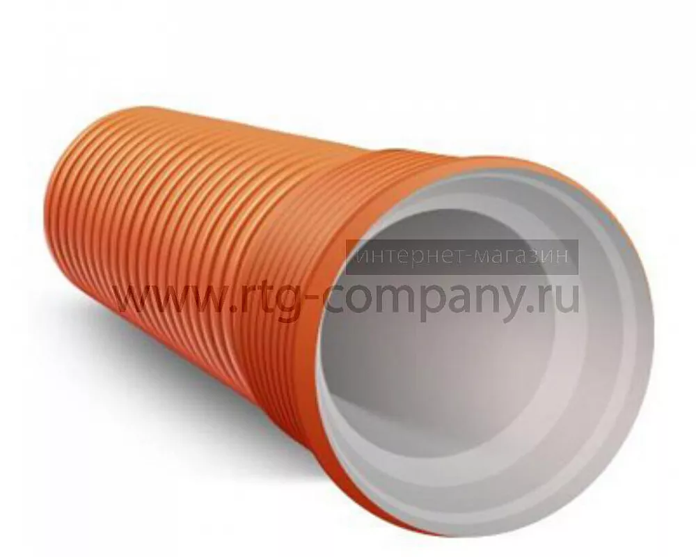 Труба канализ. ИКАПЛАСТ ПП 225/200 мм SN8 гофр. двуст. с раструбом и упл. кольцом (отр. - 6м)